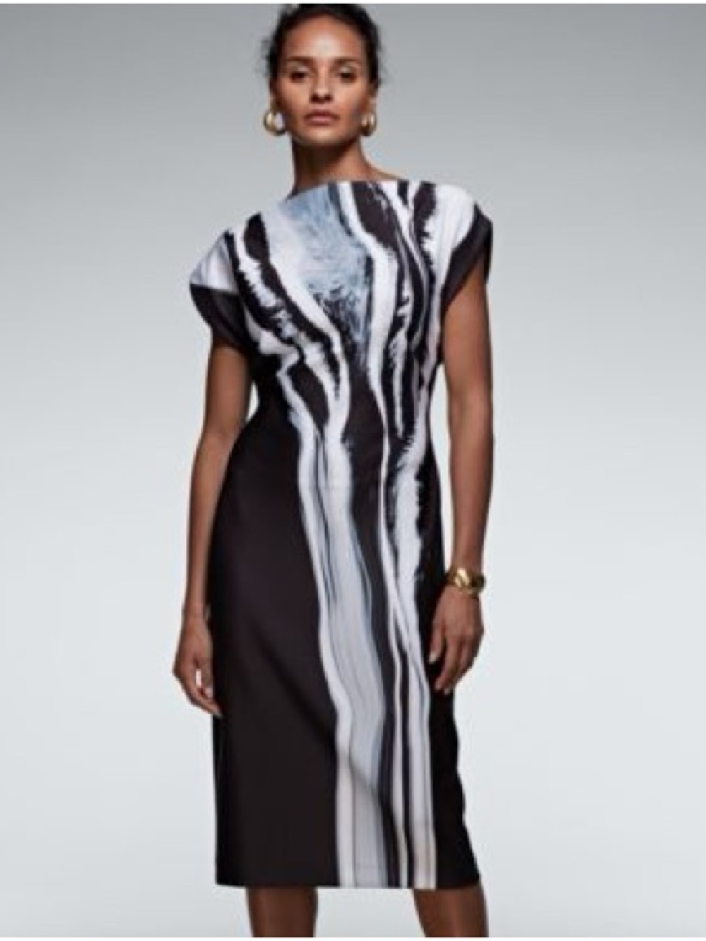 Donna Karan Midi Scuba Printed Stealth Dress Size 8